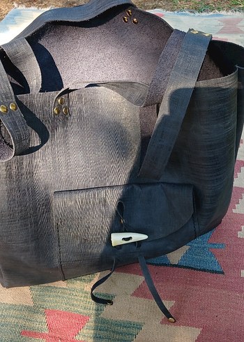 El İşi Deri Tote Çanta - Görsel 2