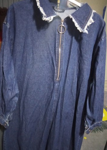 Kadın Mavi Kot Uzun Elbise Fermuarlı - Görsel 4