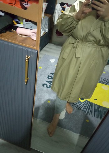 Bej Kadın Uzun Kemerli Trençkot - Görsel 7