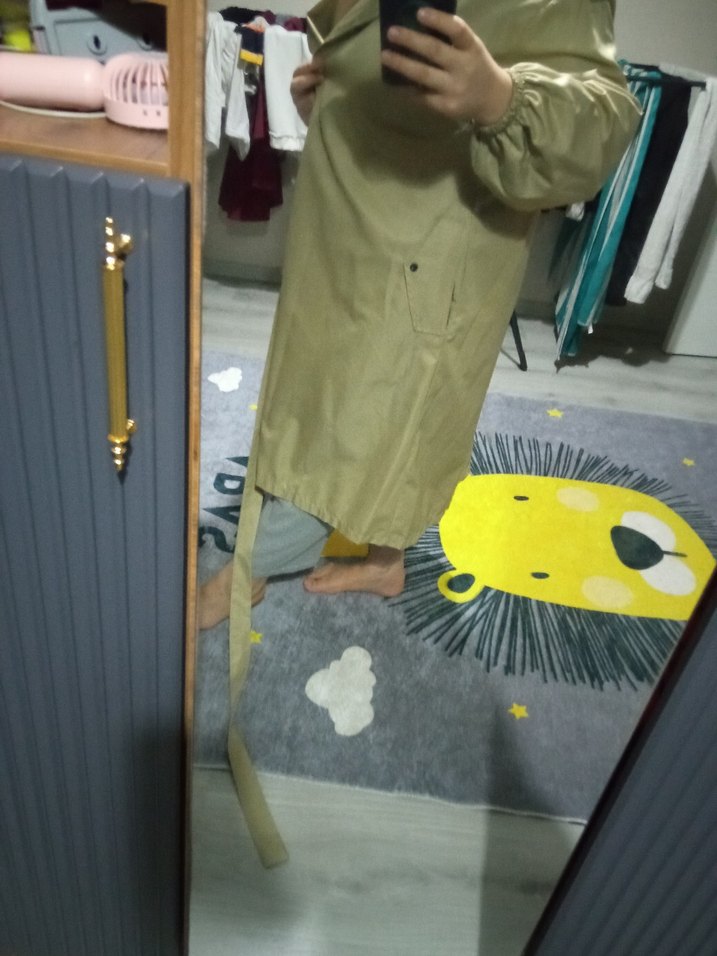 Bej Kadın Uzun Kemerli Trençkot - Görsel 4