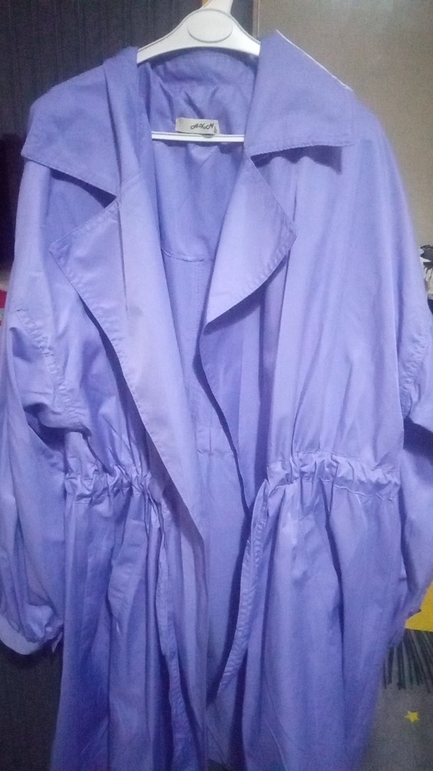 Kadın Mor Uzun Salaş Trençkot - Görsel 4