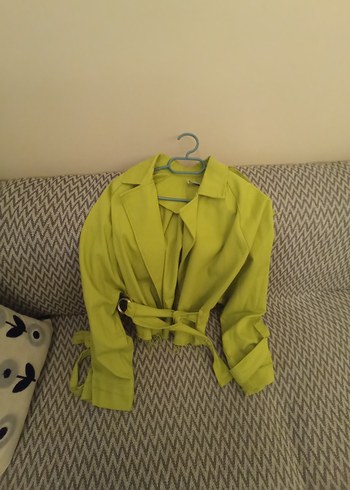 Kemerli yeşil Mini Kadın Ceket - Görsel 2