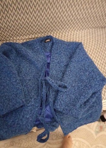 Kızlar için Mavi Örgü Salaş Hırka - Görsel 3