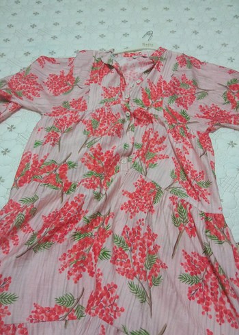 Pembe Çiçek Desenli Hamile Tunik
