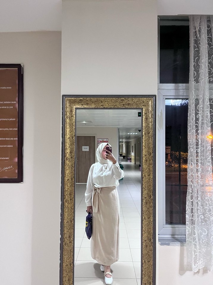 Bohem Tarzı Keten Uzun Etek belden bağlamalı (bej) - Görsel 5