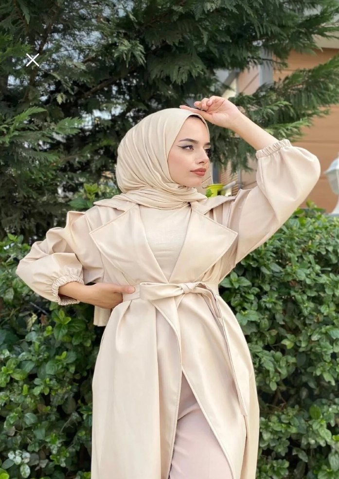 Bej Uzun Salaş Kadın Trençkot - Görsel 2