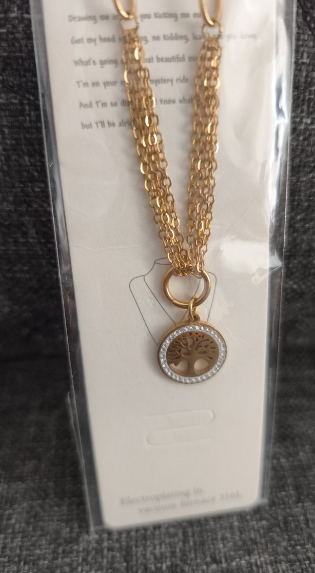 Uzun Zincir Detaylı Altın Renk Kolye - Görsel 2