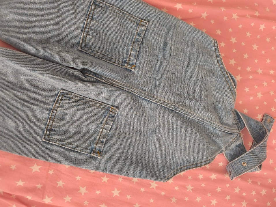 ZARA Mavi Denim Askılı Tulum - Görsel 4