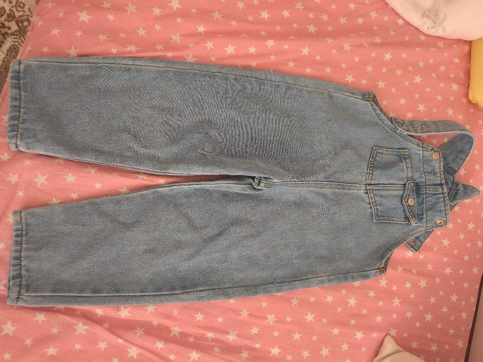 ZARA Mavi Denim Askılı Tulum - Görsel 3