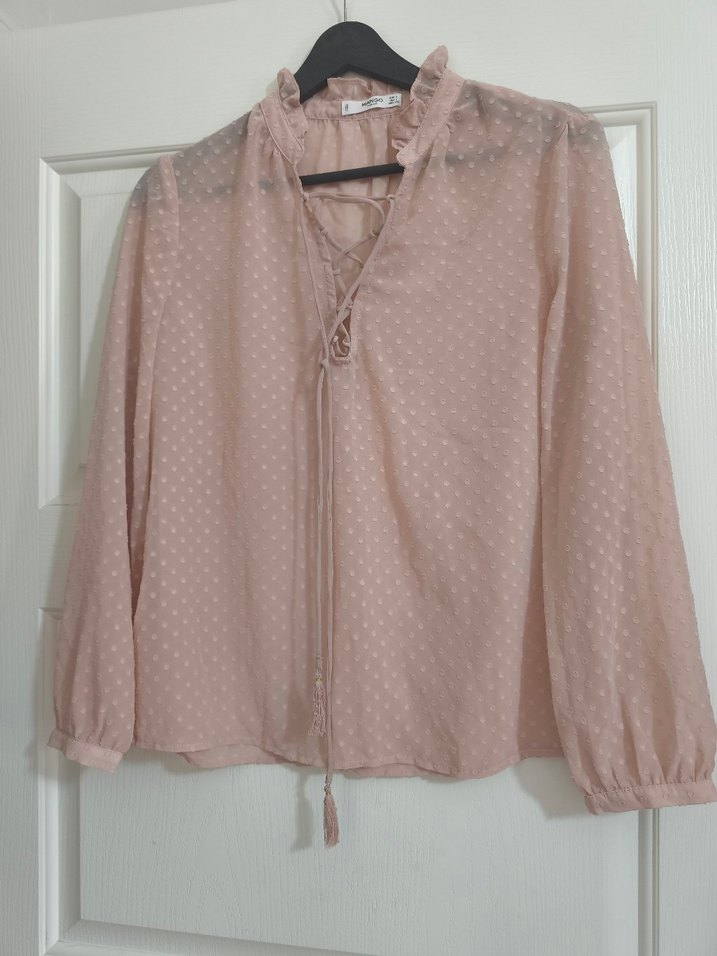 Mango Puantiye Detaylı Pembe Bohem Bluz - Görsel 2