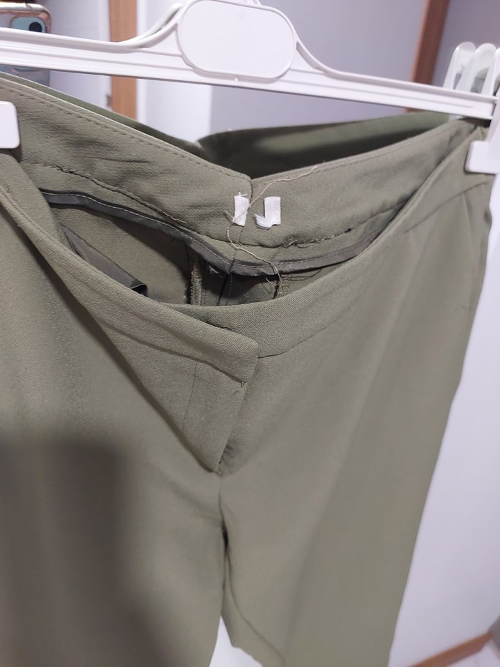 Kadın Haki Kumaş Kemerli Pantolon - Görsel 3