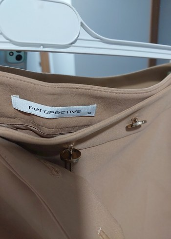 38 Beden Bej Midi Kumaş Kadın Pantolon
