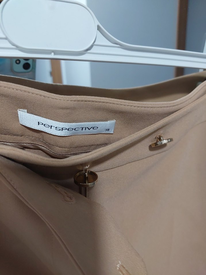 Bej Midi Kumaş Kadın Pantolon - Görsel 3