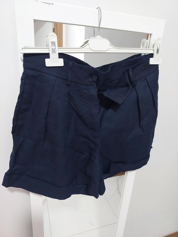 Lacivert Keten Düğmeli Uzun Kollu Gömlek ve alt takim - Görsel 3