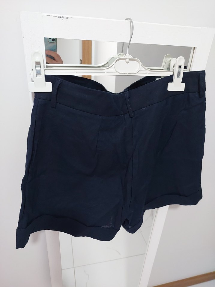 Lacivert Keten Düğmeli Uzun Kollu Gömlek ve alt takim - Görsel 4