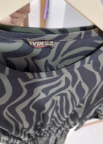 Kahverengi Zebra Desenli Uzun Kadın Elbise - Görsel 2