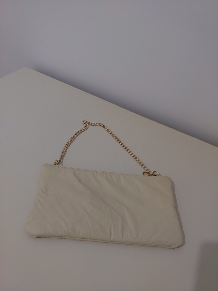 Beyaz Fermuarlı Zincir Saplı Kadın Çanta - Görsel 2