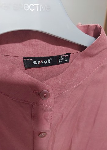 Düğmeli Pembe Keten Midi Tunik - Görsel 3