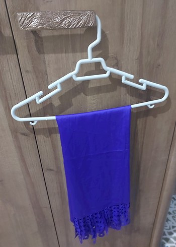 Mor Drapeli Kadın Saten Şal - Görsel 2