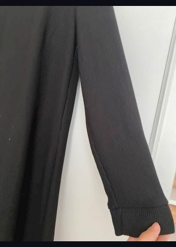 Siyah Uzun Kollu Yüksek Yakalı Salaş Elbise - Görsel 3