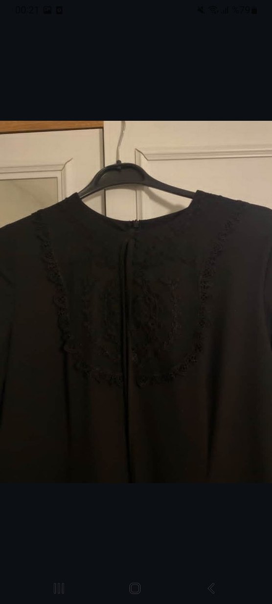 Siyah Uzun Kollu Salaş Siyah Elbise - Görsel 3