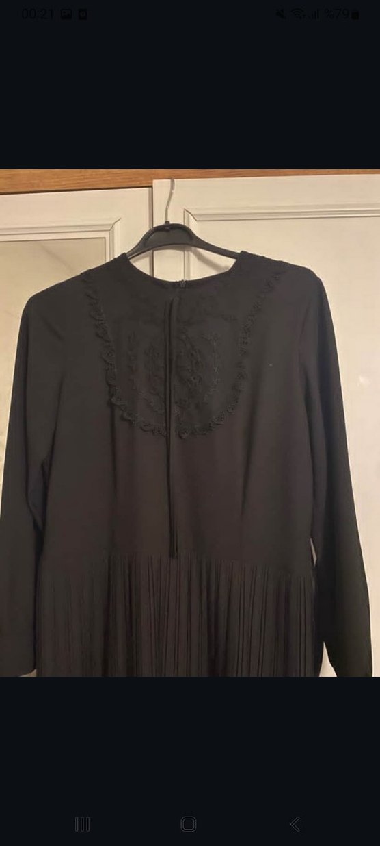 Siyah Uzun Kollu Salaş Siyah Elbise - Görsel 2