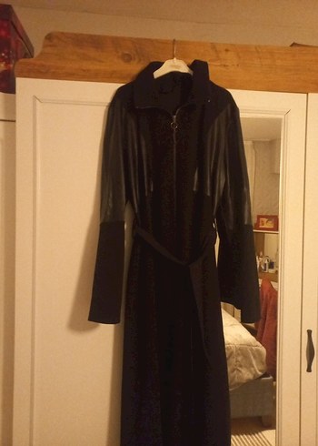 Gri Deri Biker Ceket Yüksek Yaka - Görsel 7