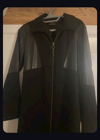 Gri Deri Biker Ceket Yüksek Yaka - Görsel 4