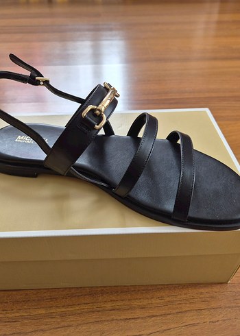 39 Beden altın Renk Michael Kors Kadın Siyah Deri Sandalet