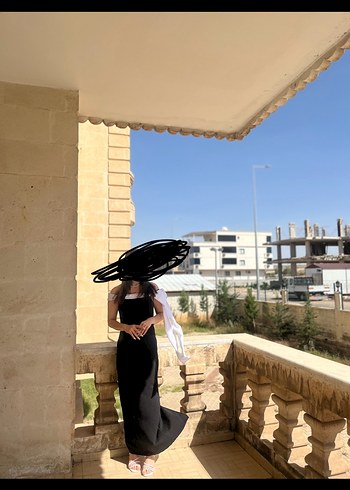 Siyah Drapeli Uzun Strappy Gotic Elbise Tek 1 kez giyilmiştir