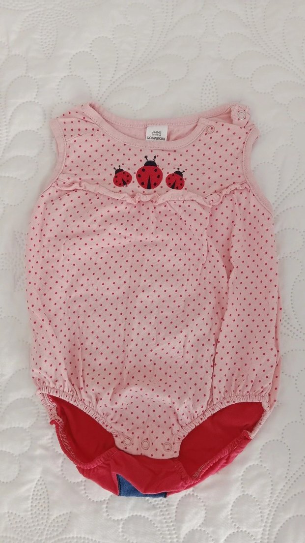 Pembe Baskılı Uğur Böceği Desenli Çocuk tulum - Görsel 2