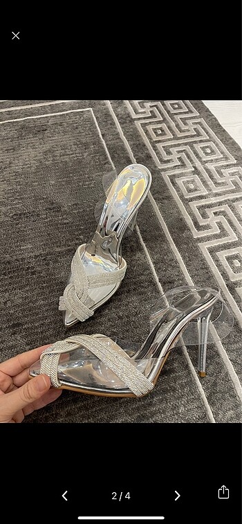 Diğer Yeni taşlı seffaf stiletto sandalet