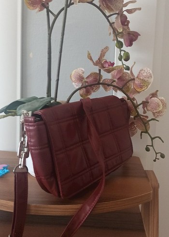 Beden Bordo Deri Tokalı Kadın Çanta