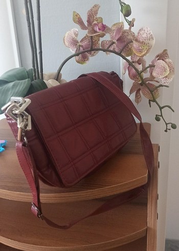 Bordo Deri Tokalı Kadın Çanta