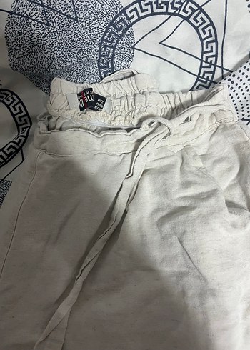 Kadın Beyaz Keten Salaş Midi Pantolon - Görsel 4