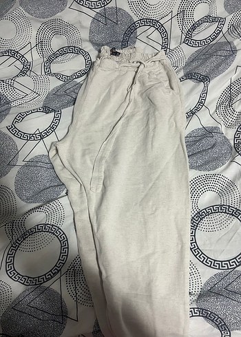 Kadın Beyaz Keten Salaş Midi Pantolon - Görsel 2