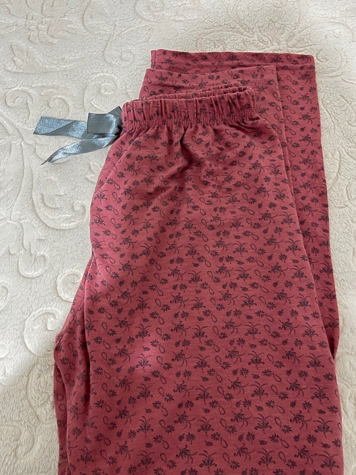 Bordo Desenli Salaş Kadın eşofman altı - Görsel 2