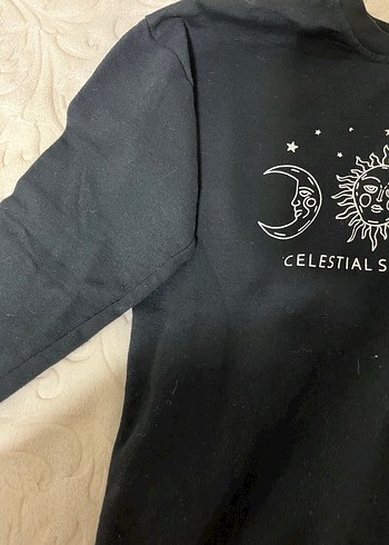 Siyah Pamuklu Baskılı sweatshirt - Görsel 3