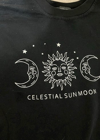 Siyah Pamuklu Baskılı sweatshirt - Görsel 2