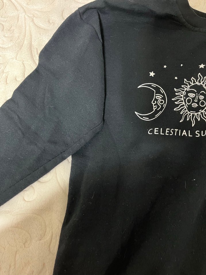 Siyah Pamuklu Baskılı sweatshirt - Görsel 3