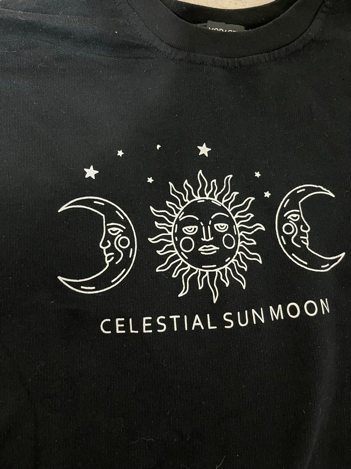 Siyah Pamuklu Baskılı sweatshirt - Görsel 2