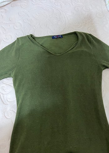 Kadın Haki V Yaka Uzun Kollu Triko - Görsel 2