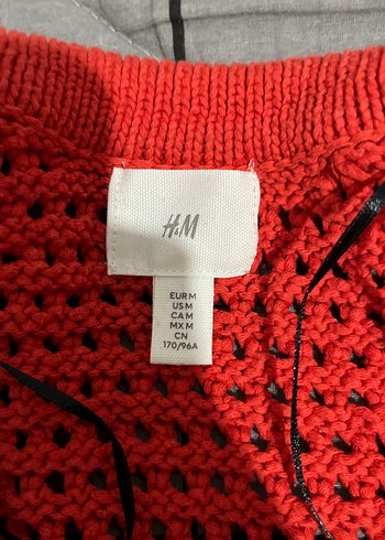 Kırmızı V Yaka Bohem Kadın Triko Kazak - Görsel 2