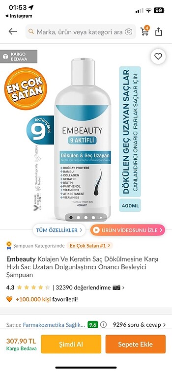  Beden EMBEAUTY Saç şampuanı