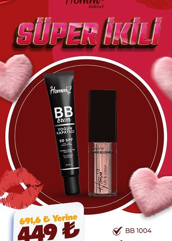 Hommo Bitkisel BB Krem ve Pembe Allık Seti