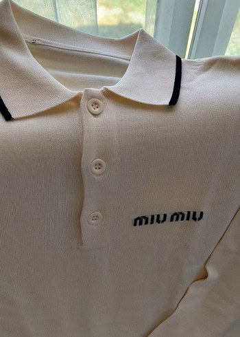 Miu Miu Miu Miu Beyaz Uzun Kollu Polo Tişört