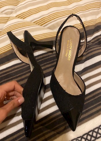 Siyah Stiletto Topuklu Kadın Akşam Ayakkabısı - Görsel 4