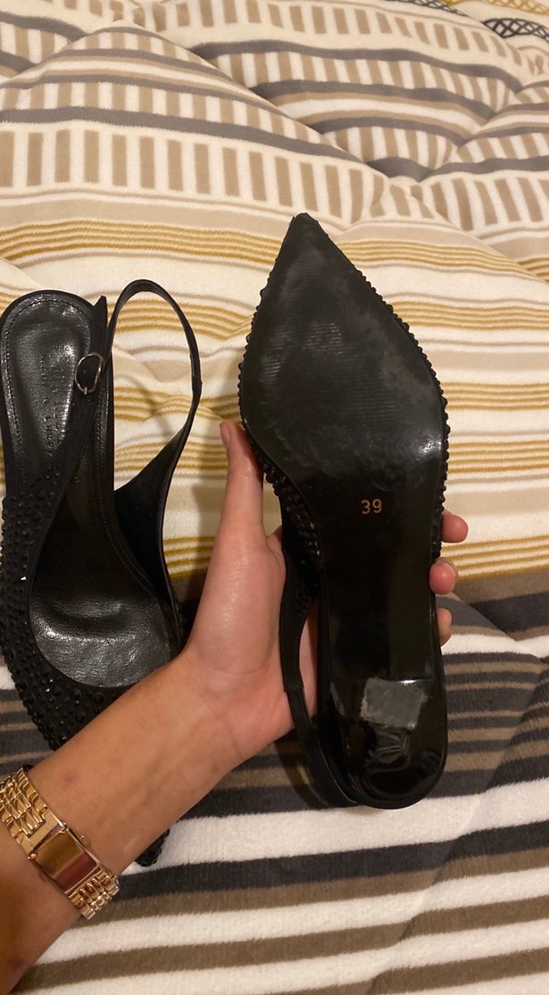 Siyah Boncuklu Stiletto Topuklu Kadın Ayakkabı - Görsel 2