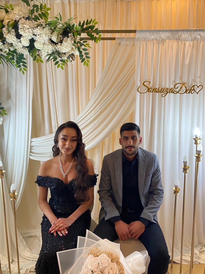 Siyah Boncuk İşlemeli Uzun Abiye Elbise - Görsel 4