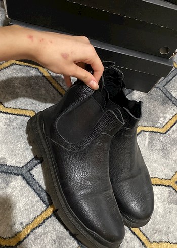 Erkek Siyah Deri bot - Görsel 2